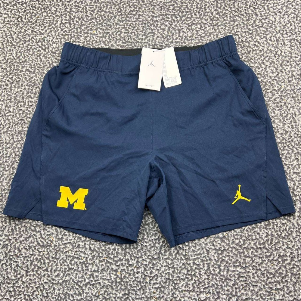 Air Jordan Michigan Wolverines Dri-FIT Training Shorts Men Navy Blue Large New L